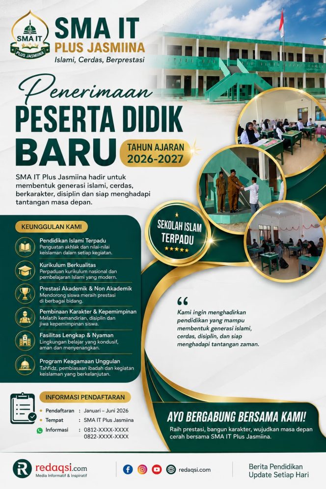 
					SMA IT Plus Jasmiina Siapkan Generasi Islami, Cerdas, dan Berprestasi pada PPDB Tahun Ajaran 2026-2027